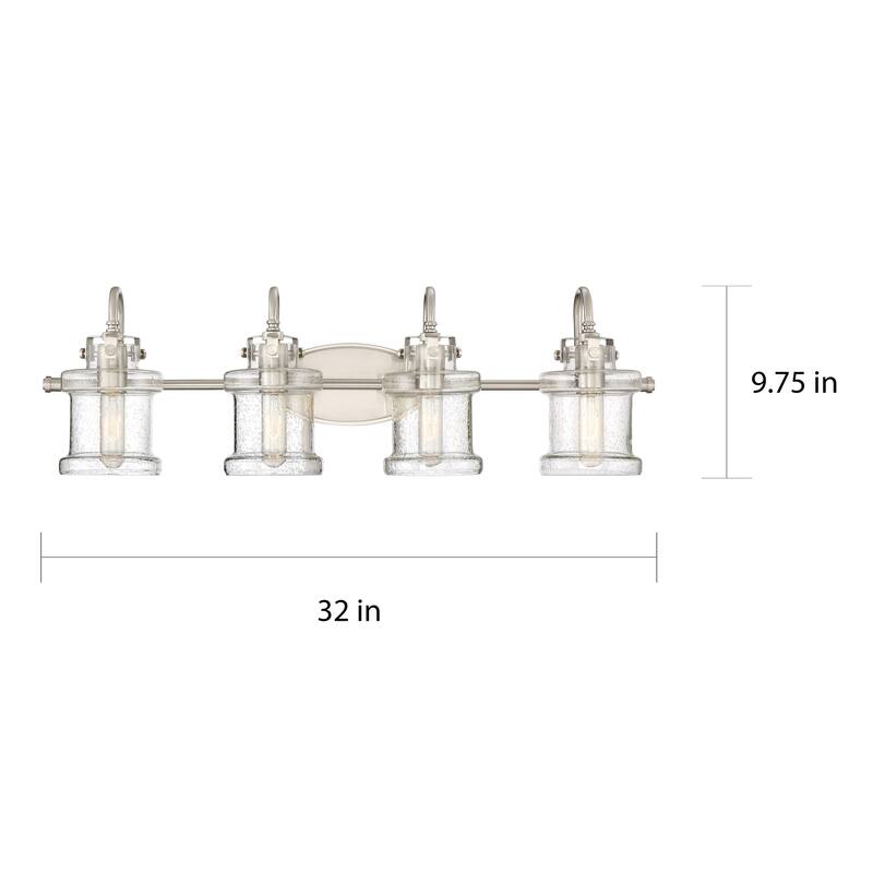 Porch & Den Capistrano Brushed Nickel/ Seeded Glass 4-light Bath Fixture - Brushed Nickel