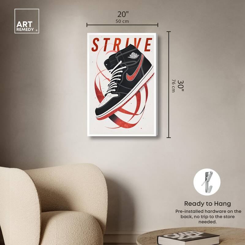 Red Ribbon Sneaker Canvas by Art Remedy, Gallery Wrapped