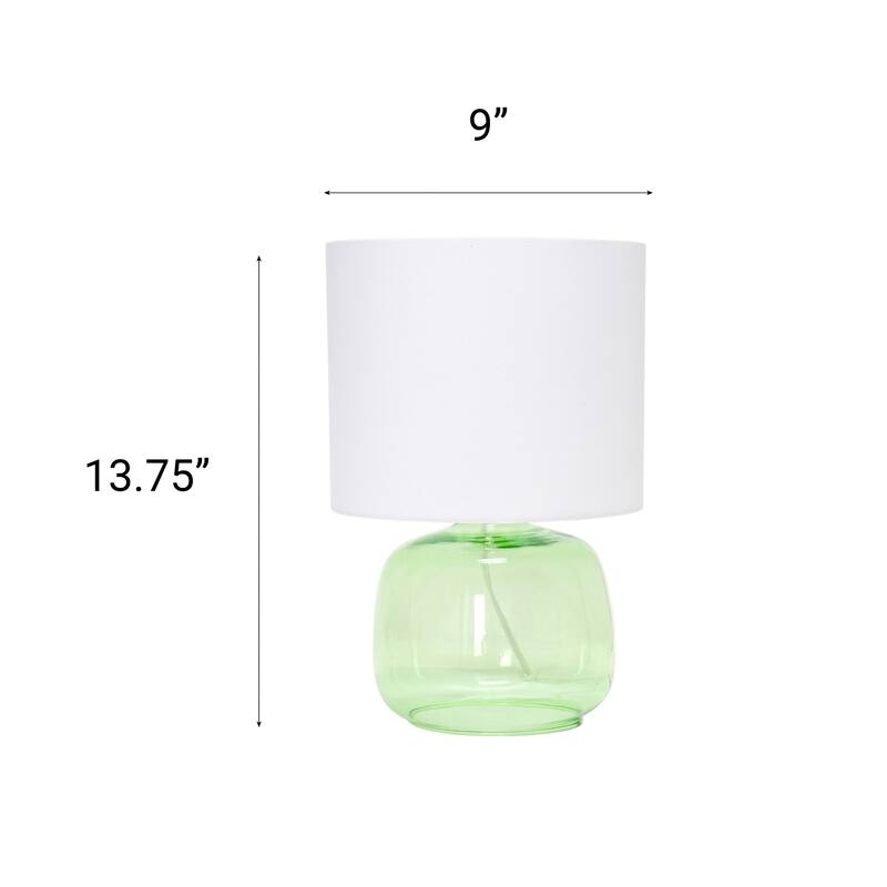 Round Glass Table Lamp with Drum Shade - 13.75" - Green and White