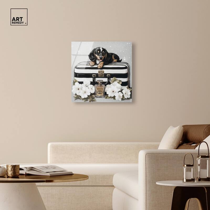 Doxxie Luggage Flowers Acrylic by Art Remedy, Ready to Hang