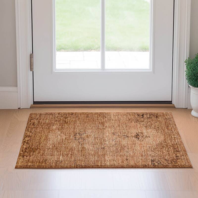 Premium Washable Super Soft Vintage Distressed Mayfield Rug - Copper - 1' 8" x 2' 6" - Rectangle