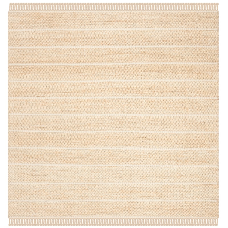 SAFAVIEH Handmade Natural Fiber Kamila Jute Tassel Rug - 6' Square - Ivory/Ivory