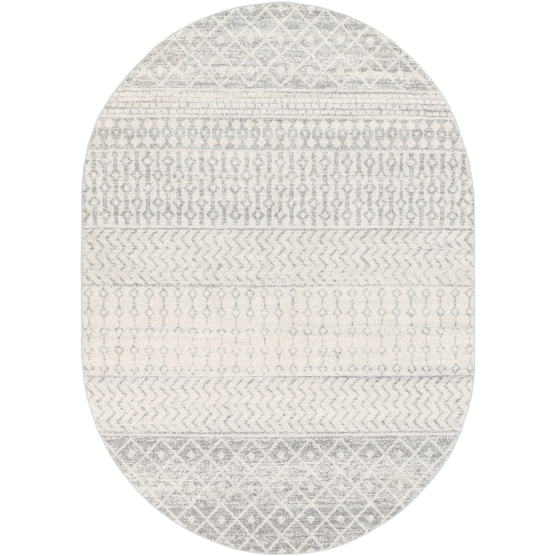 Artistic Weavers Edie Bohemian Geometric Area Rug - 5' x 8' Oval - Grey