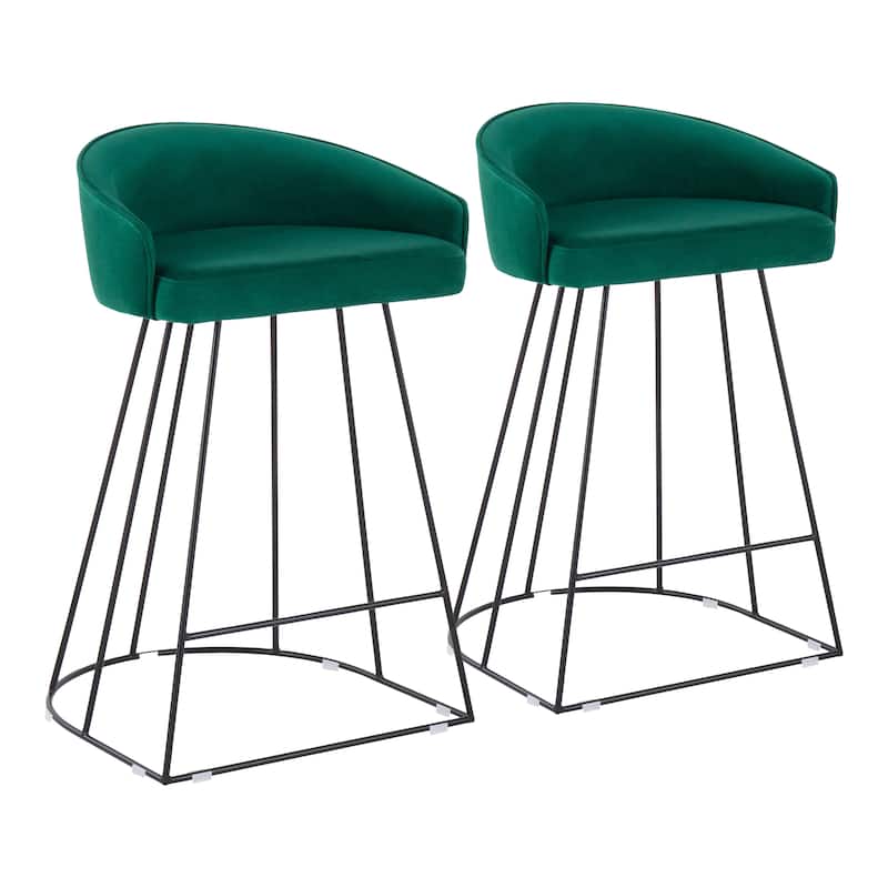 Silver Orchid Haid Velvet Upholstered Counter Stool (Set of 2)