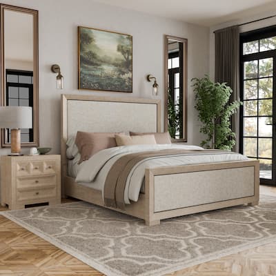 Furniture of America Durem II Modern 2-Piece Solid Wood Panel Bedroom Set with 3-Drawer Nightstand