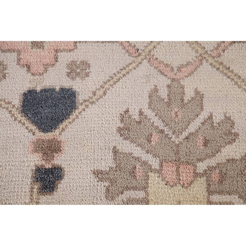 Pink Oushak Oriental Large Rug Hand-Knotted Wool Carpet - 10'0"x 13'10"