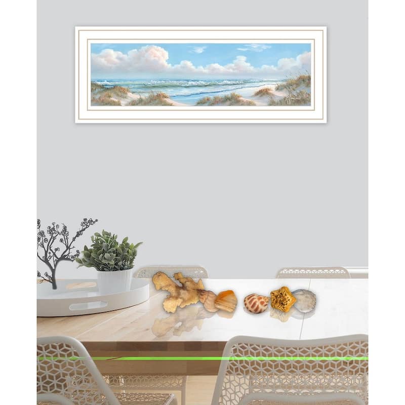 TrendyDecor4U "Seascape I" Framed Print Wall Art by Georgia Janisse - Ocean Colors - White