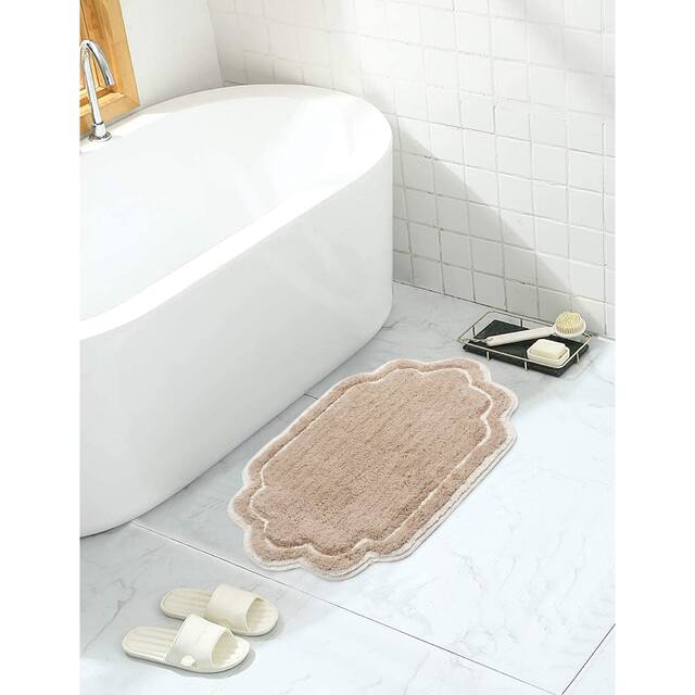 Home Weavers Allure Collection Absorbent Cotton, Machine Washable and Dry Bath Rugs - 17"x24" - Linen
