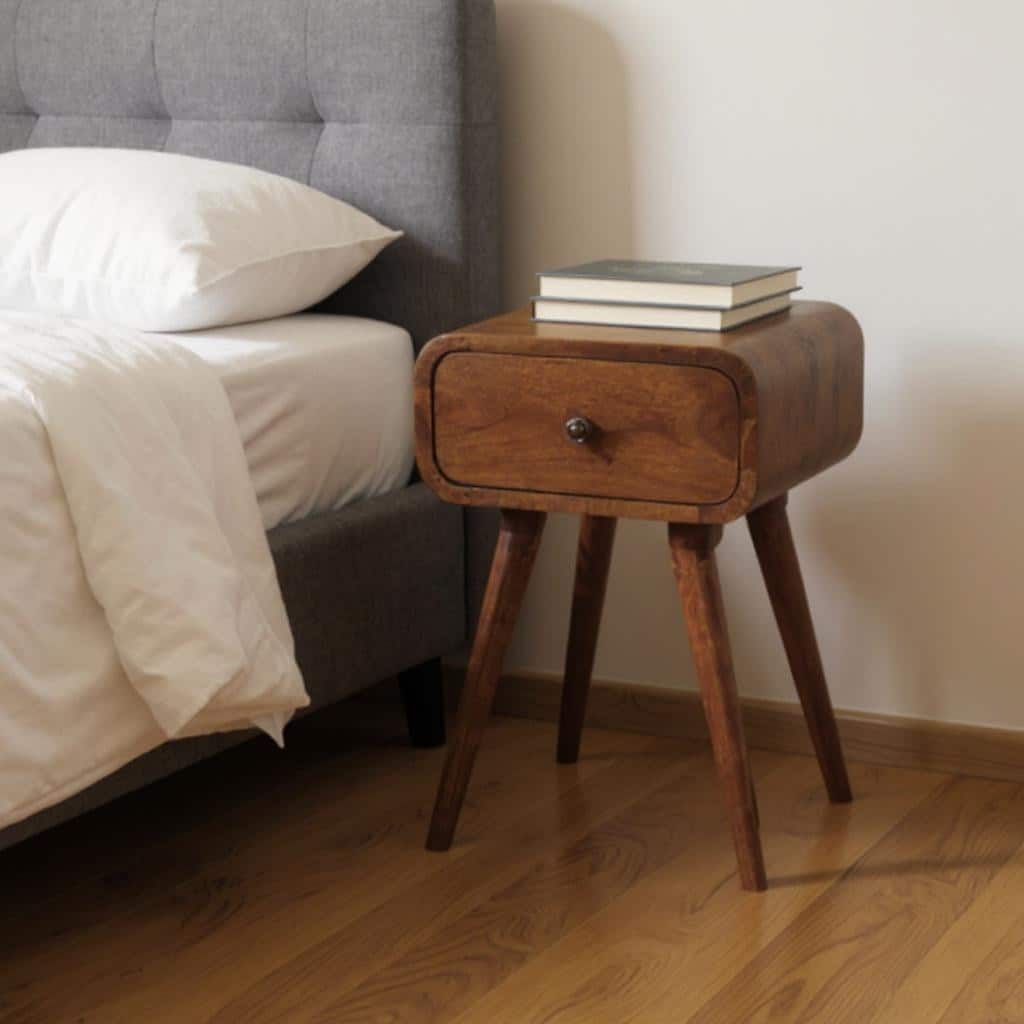 HomeRoots 19" Chestnut Solid Wood Square One Drawer Nightstand