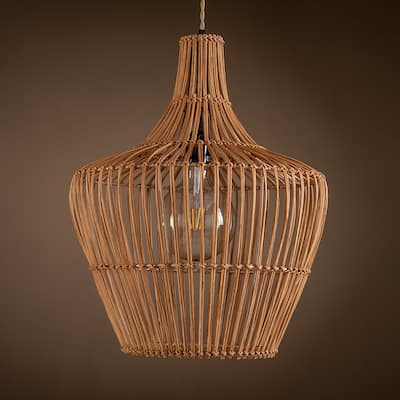 Ailsa Handmade Bohemian Rattan Pendant Lamp - 19.7" x 15.7"