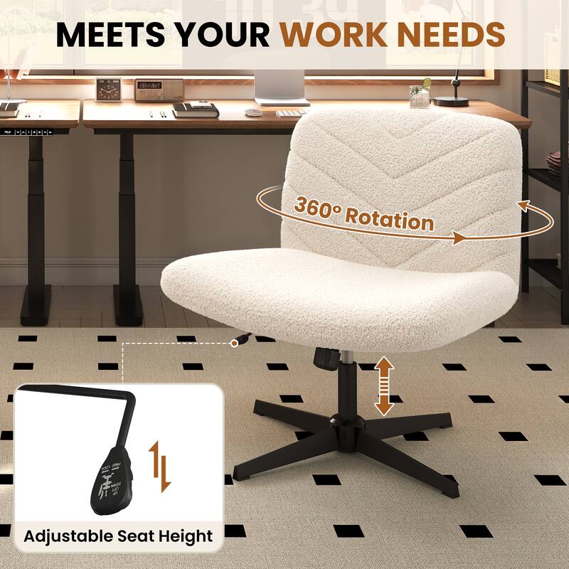 Yaheetech Boucle Swivel Desk Chair Office Chair for Home Office Study Bedroom