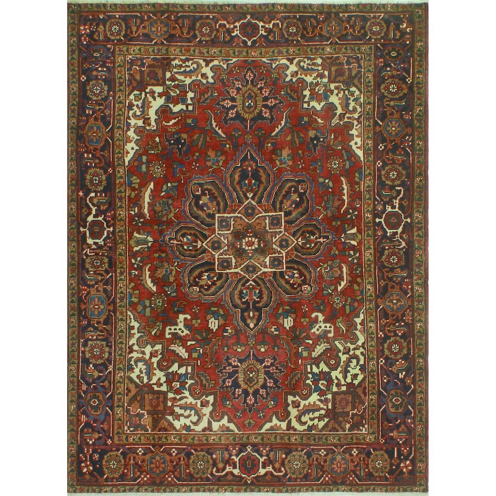 Fine Vintage Heriz Rehan Red/Navy Rug - 4'7" x 6'2"