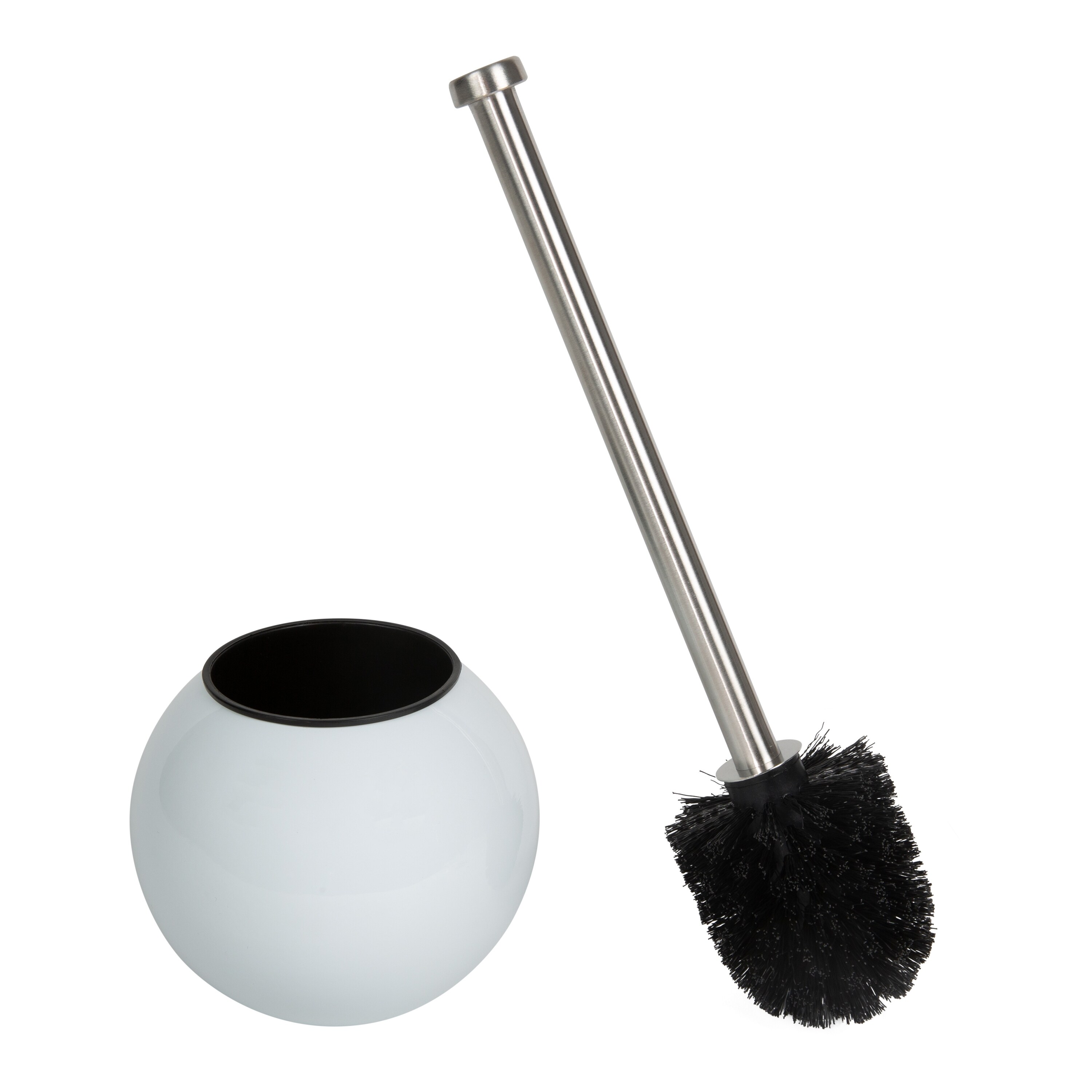 Bath Bliss 2 Pack Self Closing Lid Toilet Brush and Holder in Stainless Steel Swirl Dimensions 4.5 Rd x 15.4