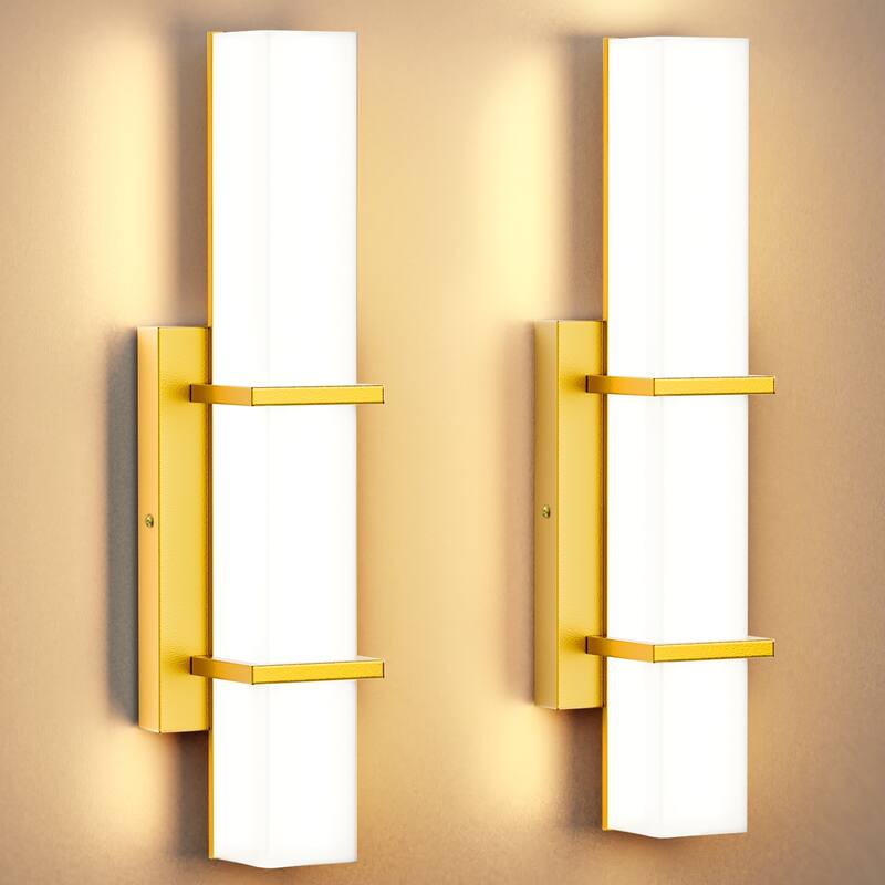 Set of 2 Modern Minimalist Gold Wall Sconces - Gold