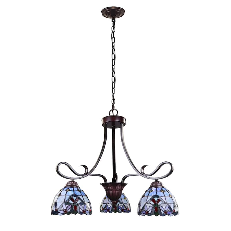 Tiffany-Style Victorian Design 3-light Blackish Bronze Chandelier