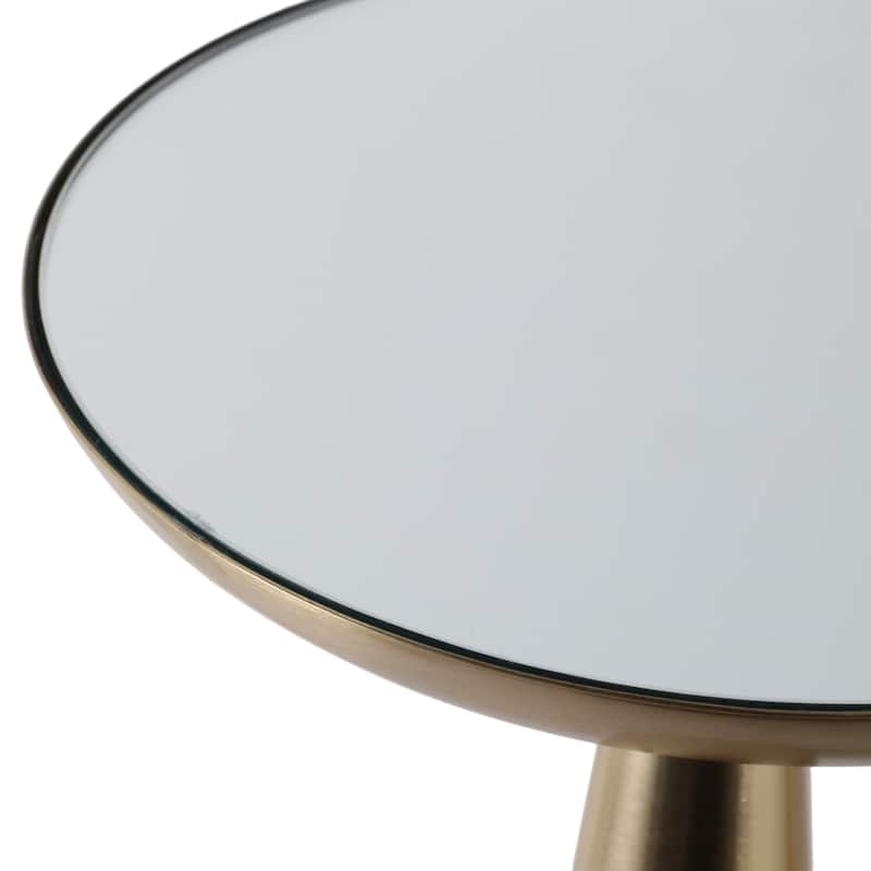 Glass Side Table Round Top Pedestal Base (Set of 2) - 22/24" Gold - 24.0"