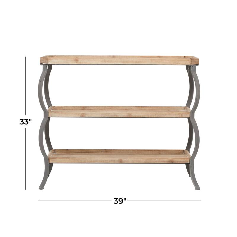 Brown Iron Rustic Console Table - 39 x 13 x 33