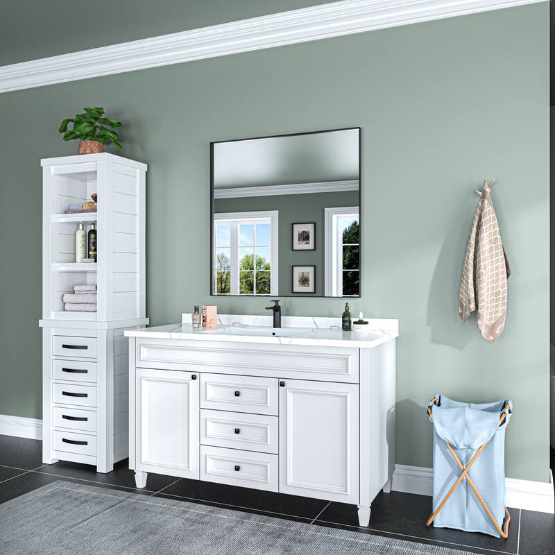 TOOLKISS Aluminum Alloy Round & Right Angle Frame Vanity Mirror