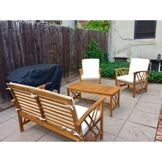 Safavieh Fontana Teak Finish Beige Acacia Wood 4-piece ... Safavieh Fontana Teak Finish Beige Acacia Wood 4-piece ... on Safavieh Fontana Patio Set id=96906