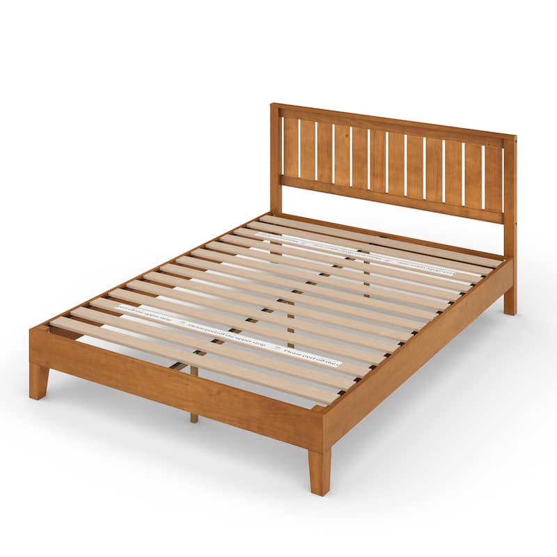 Priage by ZINUS Rustic Pine Deluxe Wood Platform Bed Frame - Queen