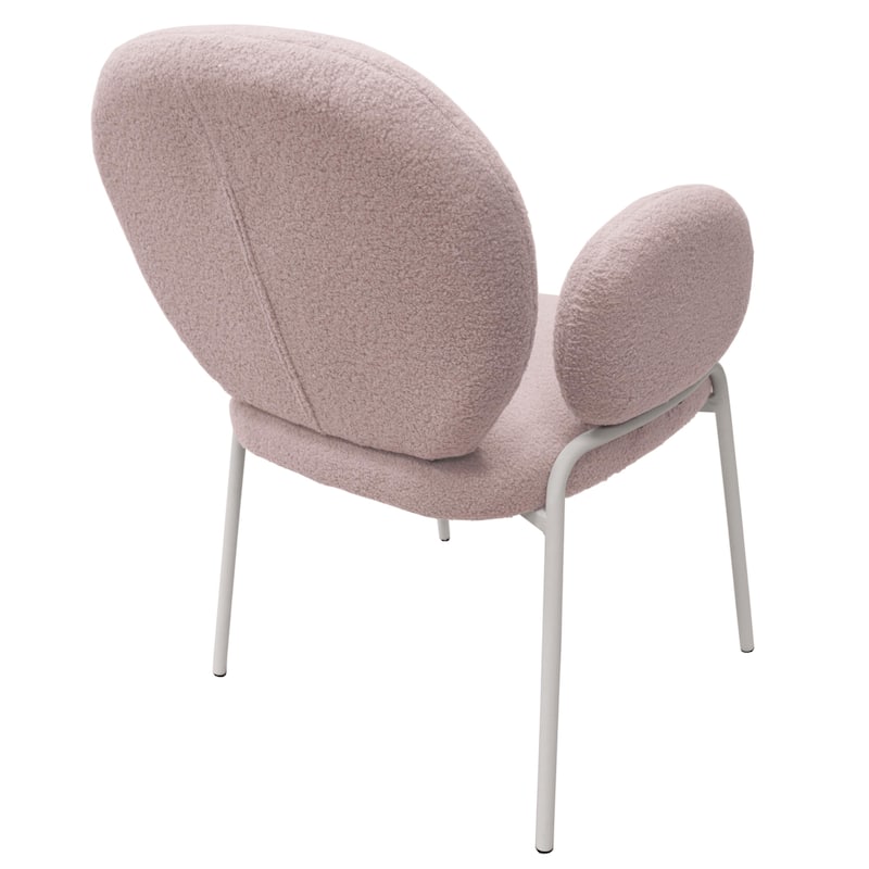 Celestial Boucle Dining Chairs in White Iron Legs by LeisureMod