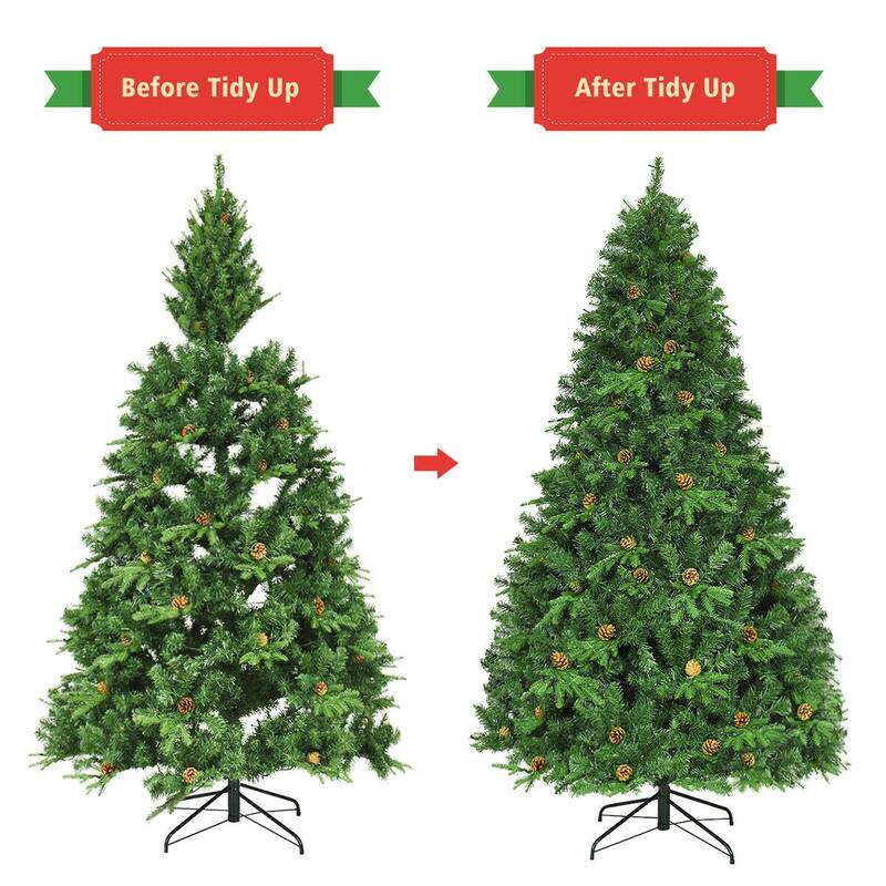 Gymax Pre-Lit 7.5' Artificial Christmas Tree Hinged LED Lights Pine - See Details