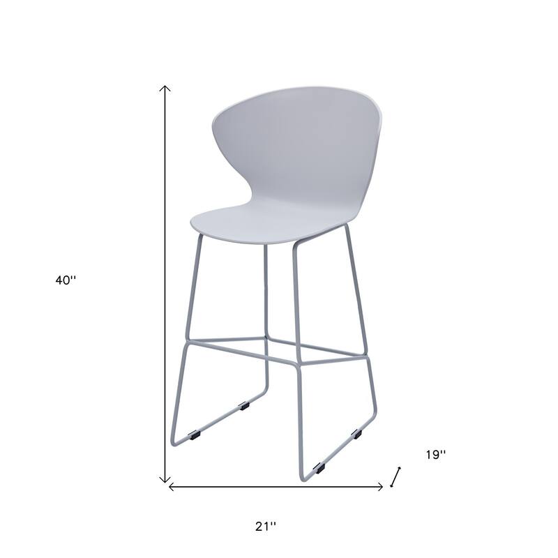 HomeRoots Set of Two 26" Gray Heavy Duty Plastic and Metal Low Back Counter Height Bar Chairs