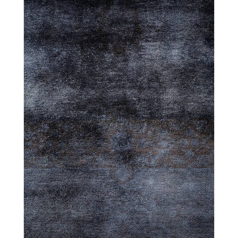 Overton Handknotted Wool Vintage Inspired Contemporary Overdyed Gray Area Rug - 14' 10" x 9' 4"