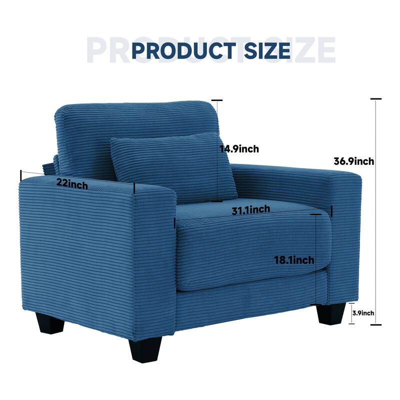 Corduroy Widened Single Sofa Chair, A Extra Lumbar Pillow