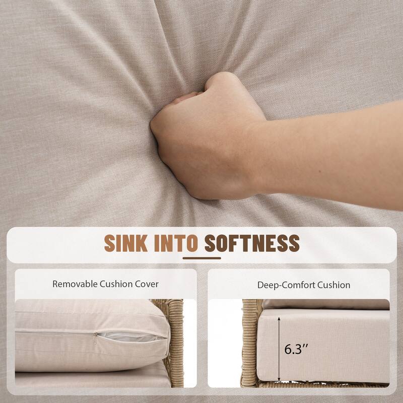 Outdoor PE Wicker 360 Swivel Patio Chairs with Thick Cushions, Weather Resistant Metal Frame for Patio, Balcony, Poolside