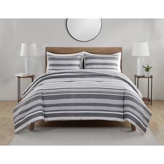 Perry Ellis Portfolio Carl Charcoal Stripe Comforter Set - Bed Bath ...