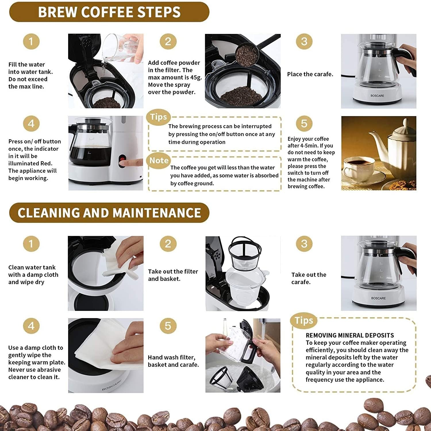 BOSCARE 5 Cups Coffee Maker Compact Drip Coffeemaker, - Bed Bath & Beyond -  34935778