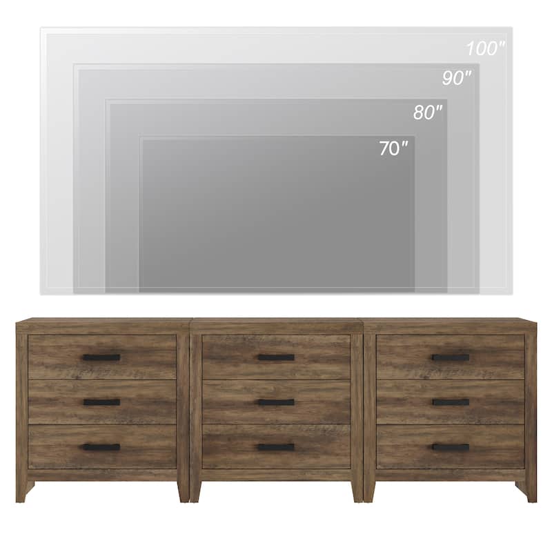 WAMPAT Farmhouse TV Stand, Modern Wood Media Console, Rustic Entertainment Center with Storage for Living Room, Bedroom