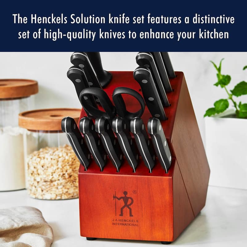 HENCKELS Solution Razor-Sharp 15-pc Knife Set, German Engineered Informed by 100+ Years of Mastery, Chefs Knife - Black