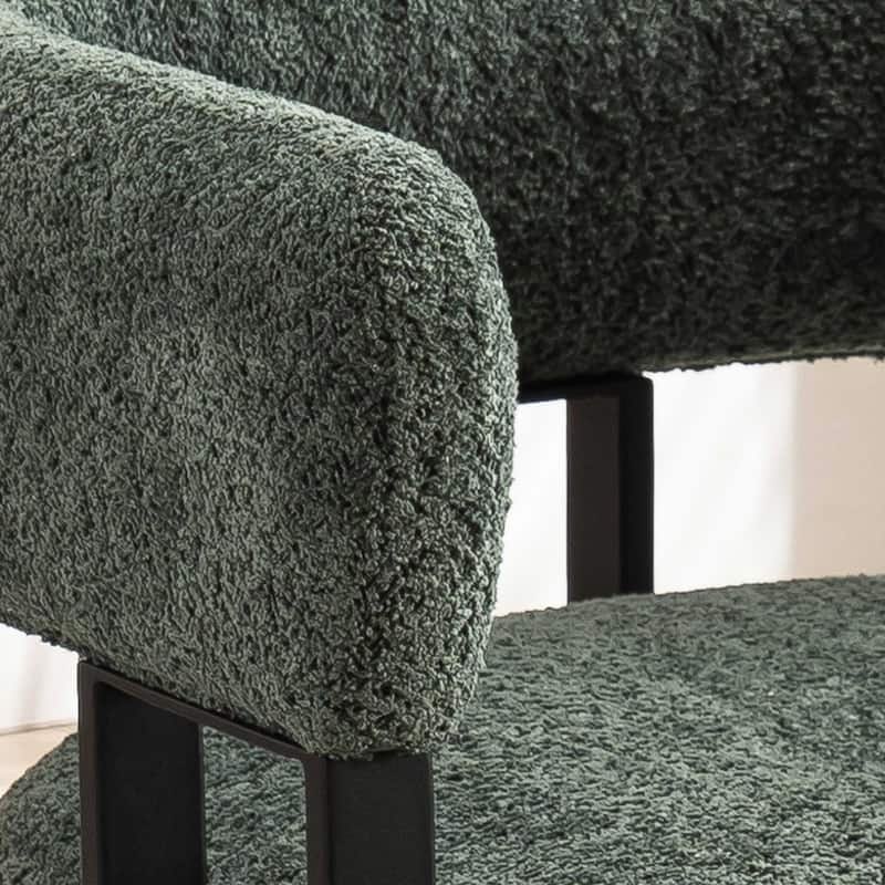 Upholstered Teddy Velvet Single Accent Chair Modern Corner Padded Boucle Armchair for Living Room Bedroom Lounge