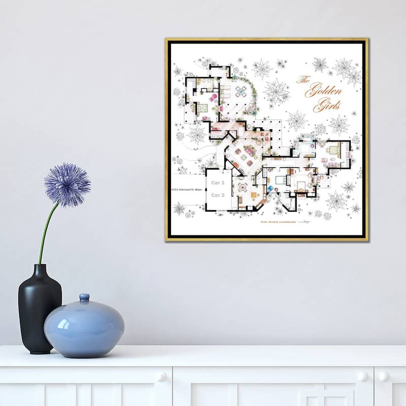 iCanvas "Floorplan From The Golden Girls" by TV Floorplans & More Framed Canvas Print