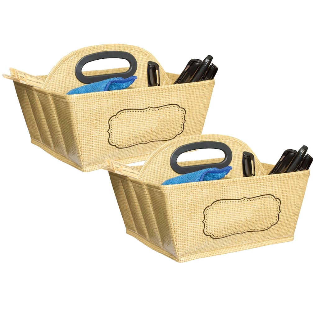 Teacher Created Resources Burlap Design Storage Caddy, Pack of 2