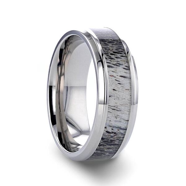Thorsten Caribou Titanium Rings For Men Polished Beveled Titanium Men S Wedding Band With Ombre Deer Antler Inlay 8 Mm Overstock 28987102