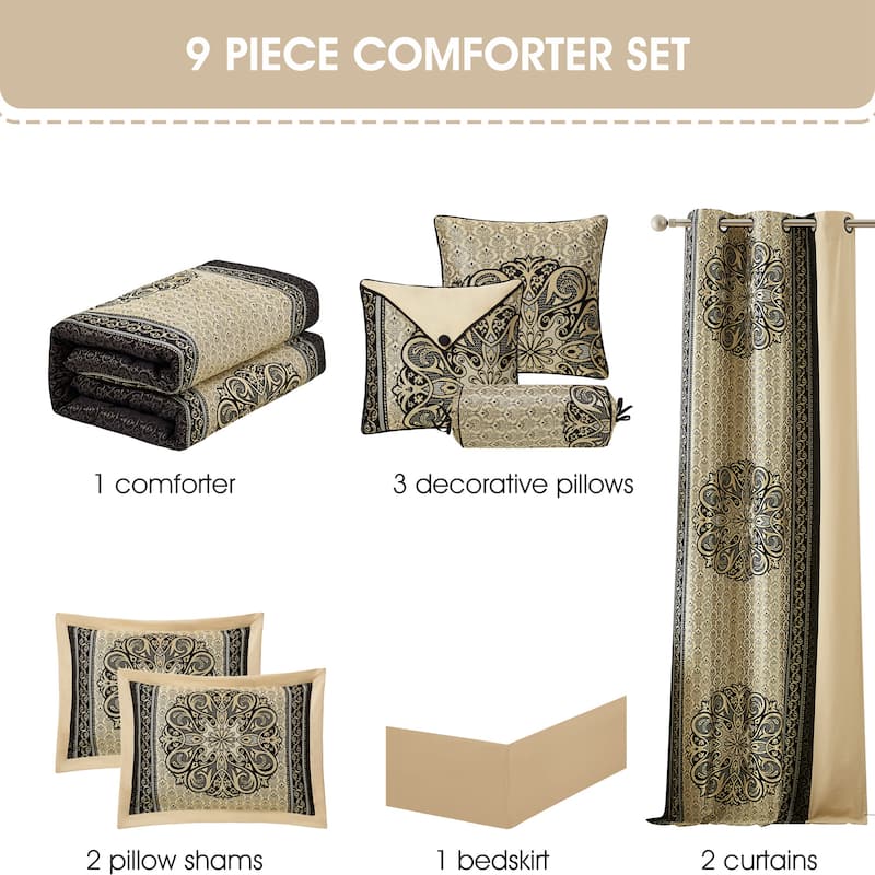 Nanshing Prince 9 Piece Elegant Medallion Comforter Set