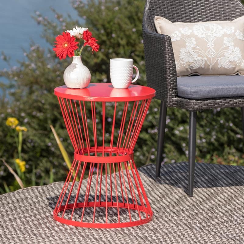 16" Modern Hourglass Side Table for Outdoor & Indoor Use