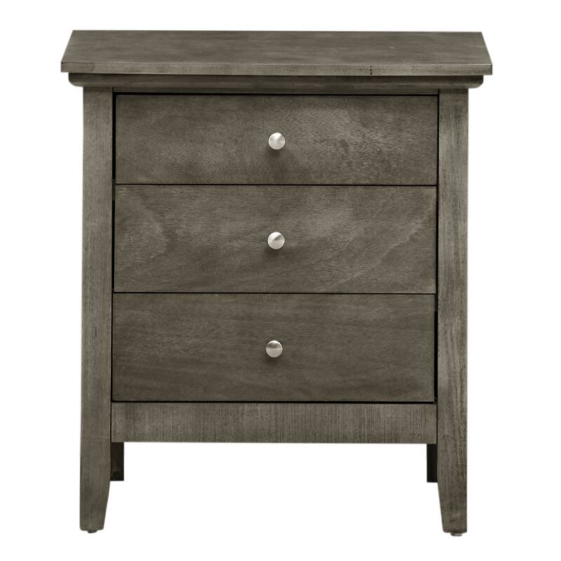 Contemporary Gray Nightstand with 3 Drawers - 26\