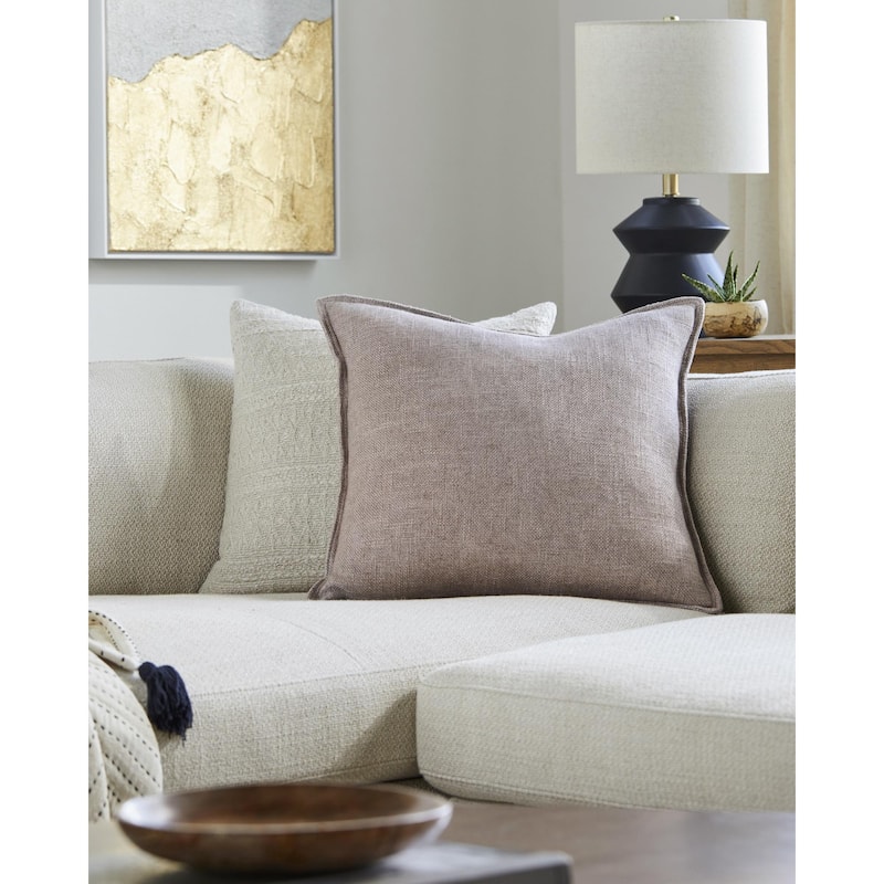 Alexandrea Modern & Contemporary Border Decorative Throw Pillow - 22"L x 22"W - Polyester - Taupe