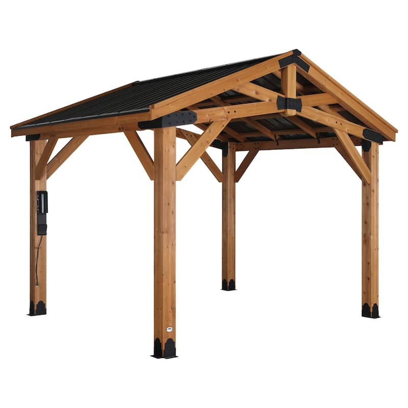 Backyard Discovery Norwood 12x10' Cedar Wood Gazebo with Steel Roof