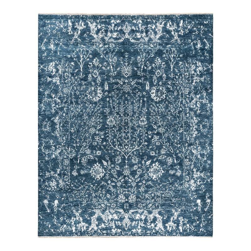 Ikat One-of-a-Kind Hand-Knotted Area Rug, Blue - 8' 1" x 10' 2"