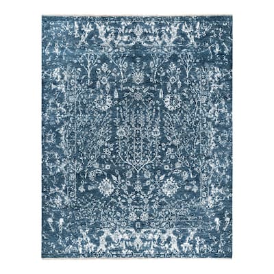 Ikat One-of-a-Kind Hand-Knotted Area Rug, Blue - 8' 1" x 10' 2"