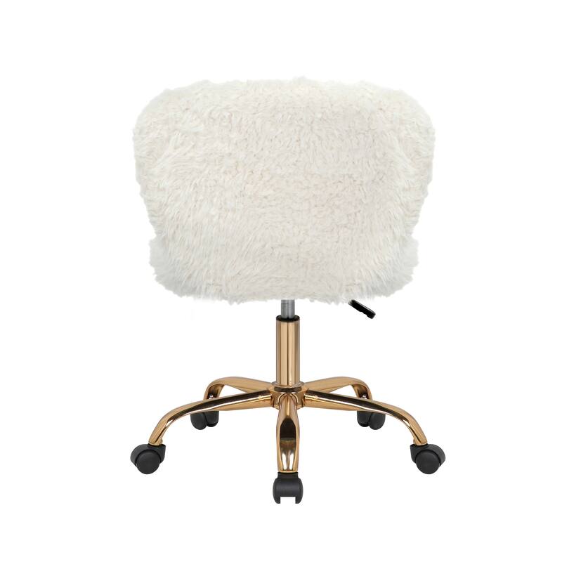 Porthos Home Itzel Armless Office Chair, Plush Fabric, Gold Legs