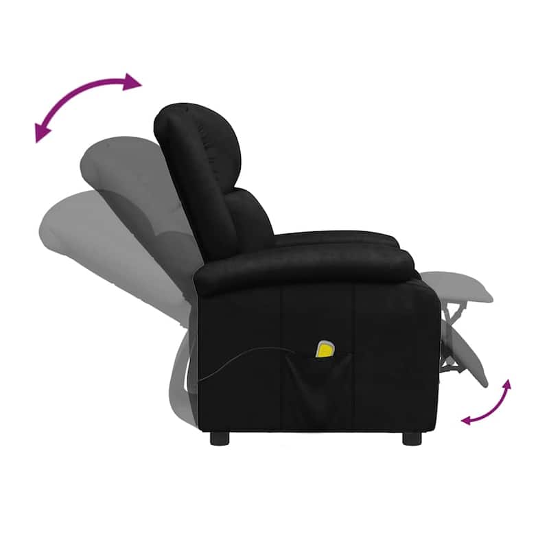 vidaXL Massage Chair Black Faux Leather - 28" x 37.2" x 38"