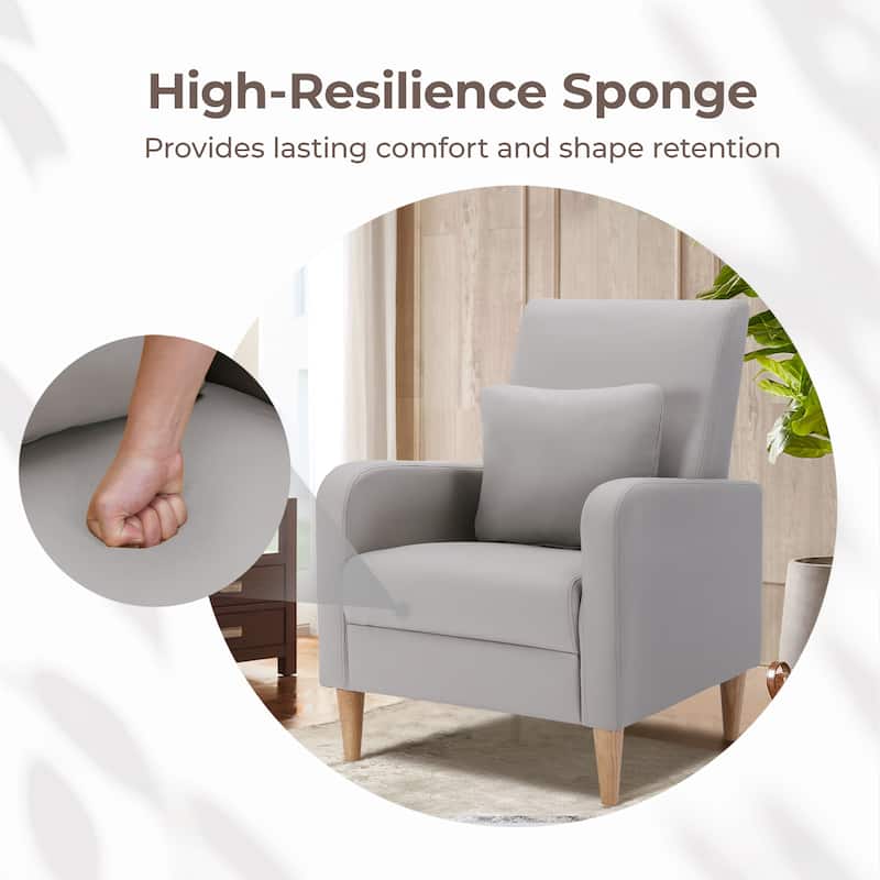 RENEWLINE Modern Accent Chair with Pillow & Walnut Legs - Lounge Seat for Living Room, Compact Design