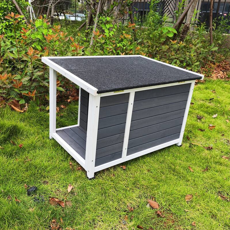 Wooden Dog House Dog Crate with Porch Deck Outdoor Puppy Dog Kennel Waterproof Dog Cage Dog Room for Living Room