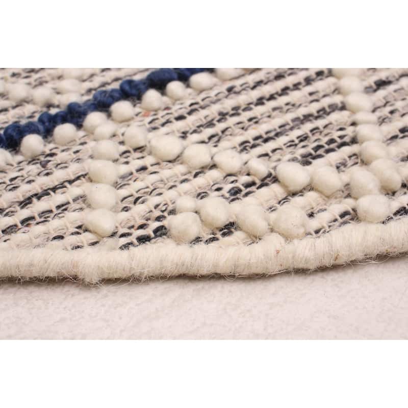 ECARPETGALLERY Braid weave Sienna Ivory Wool Rug - 4'10 x 4'10